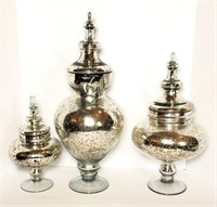 Mercury Glass Lidded Jars