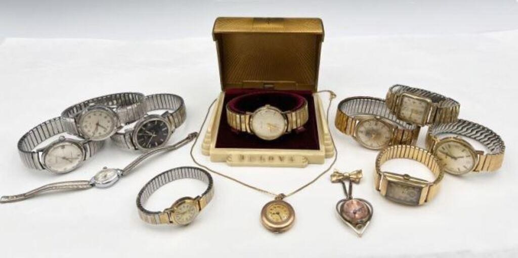 Lot of 12 Vintage Watches - Bulova, Benrus, Etc.