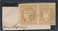 FRANCE #42 PAIR ON PIECE USED FINE-VF