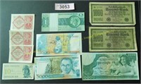 Group of foreign paper money