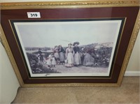 FRAMED BERRY PICKERS 43" HOME INTERIORS STYLE