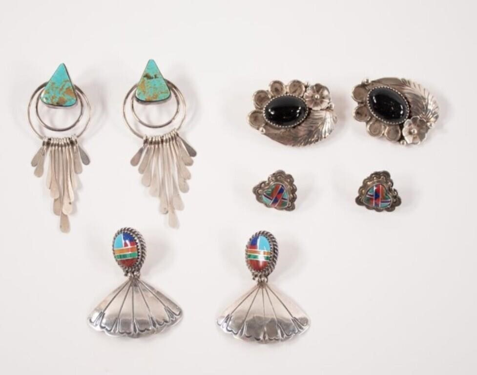 Navajo Earrings by R. Begay, A. Marion, R. Hurley