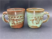 Frankoma Mid Century Mayan Style Mugs