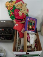 Box Lot of Christmas Items - ornaments, figures,