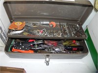 Metal Tool Box with Misc. Tools & Hardware