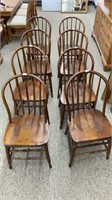 Lot of. (8) vintage solid wood chairs with