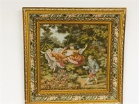 ornate framed cross stitch picture