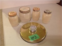 vintage grease jar, s&p shakers, lid