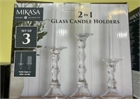 Mikasa 2 In 1 Glass Candle Holders Set Of 3