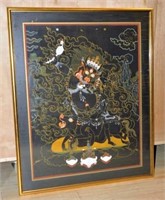 Tibetan Black Mahakala Thangka Painting on Paper.
