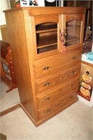Cabinet with Glass Doors and Shelves & 4 Drawers