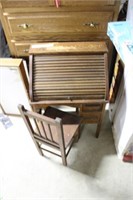 Children's Roll Top Desk with Chair, as found