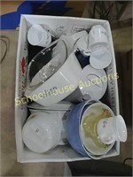 Big box of mixed dishes * some corning ware