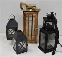 Five Decorative Wood and Metal Lanterns