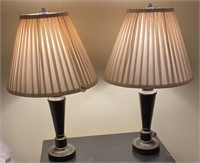 2 Table Top Lamps with Pleated Lampshades