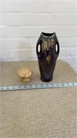 Nice brown vase and marble mushroom