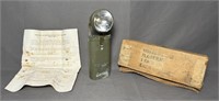 Vtg Justrite Military Flashlight in box, model