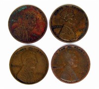 (4) 1909 VDB LINCOLN CENTS
