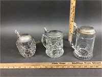 3 Vintage German Glass Steins