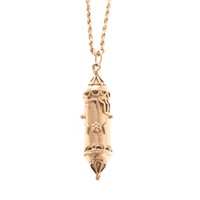A Mezuzah Pendant on a Rope Chain in 14K