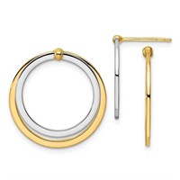 14k Two-tone Circle Front and Back Post Earrings