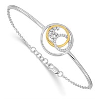 14k- Two-tone Diamond Circle Cluster Bracelet
