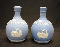 Pair Wedgwood blue jasper lidded flasks