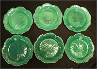 Set six Wedgwood green leaf plates