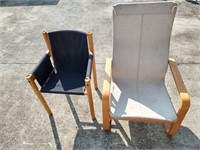 2 Wooden Fabric Covered Chairs