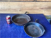 10inch and 11 3/4inch cast iron pans