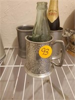 PEWTER MUGS AND BEER BOTTLE