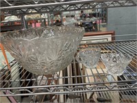 Decorative Crystal Punch Bowl with Glasses