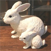 Mother and Baby Bunny Ceramic Decor