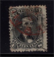 US STAMP SCOTT# 91, USED, RED CXL, SCV: $575.00 ++