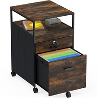Rolling File Cabinet with 2 Drawers, Brown
