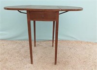 Oval End Table w/drop leaves & drawer, 38" w 24" x