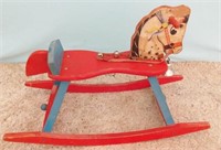 Red Rocking Horse, wooden  17" h x 28 1/2" long