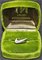 Silver Nike Swoosh Logo Ring Sz 7