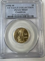 1996 W $5 Cauldron Gold Coin PCGS69