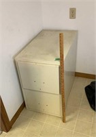 2 drawer metal filing cabinet, handles in drawer