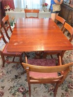 Vintage 62" dining room table with 6 chairs