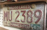 Minnesota license plate 1955 6o 63