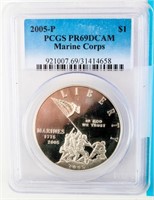 Coin 2005-P Marine Corps $ PCGS PR69DC