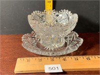 Vintage Brilliant Cut Glass Bowl & Plate
