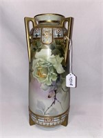 LARGE HAND PAINTED NIPPON 3 HANDLED VASE