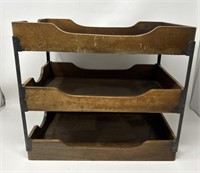 Tiered Tray Mail Sorter Wood & Metal Farmhouse