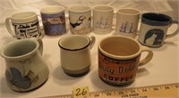 Lot of 9 Coffee Mugs, Woodworking, Puffins, Cats