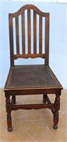 Antique Oak Chair Leather Seat