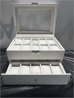 White 20 slot watch box