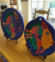 Hand made pottery fish platters